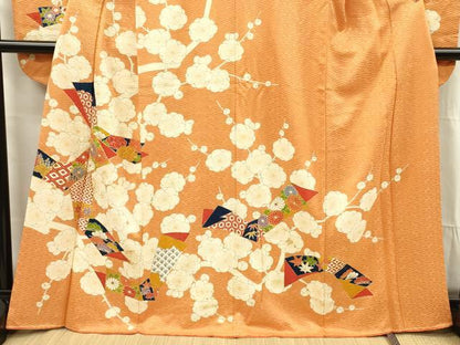 平和屋着物■小振袖　二尺袖　駒刺繍　吉祥花文　枝梅　正絹　逸品　DABG1621ya
