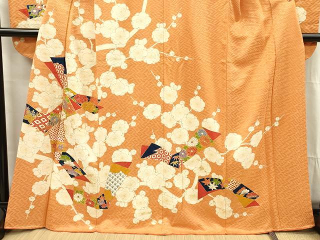 平和屋着物■小振袖　二尺袖　駒刺繍　吉祥花文　枝梅　正絹　逸品　DABG1621ya