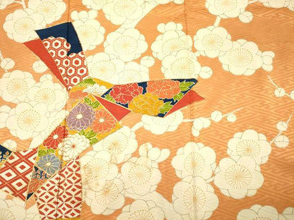 平和屋着物■小振袖　二尺袖　駒刺繍　吉祥花文　枝梅　正絹　逸品　DABG1621ya