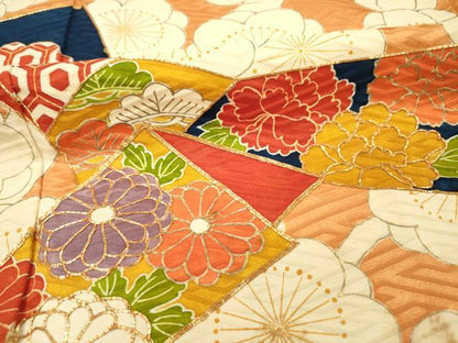 平和屋着物■小振袖　二尺袖　駒刺繍　吉祥花文　枝梅　正絹　逸品　DABG1621ya