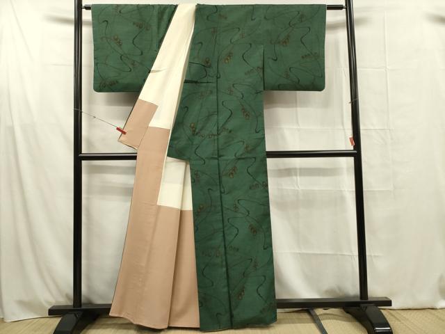 平和屋着物■上質な紬　抽象文様　正絹　逸品　DABG1623ya