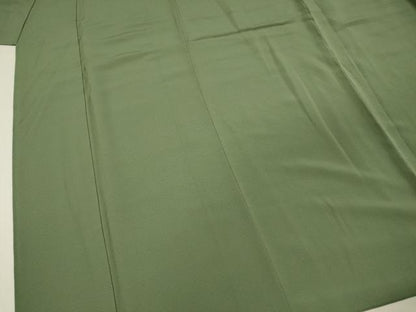 平和屋着物■上質な色無地　松葉色　反端付き　正絹　逸品　DABG1632ya