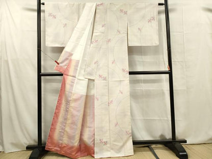 平和屋着物■上質な紬　枝花文　正絹　逸品　DABG1636ya