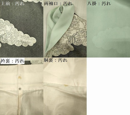 平和屋着物■上質な小紋　鮫小紋柄　雲取り風景文　正絹　逸品　DABG1649qa