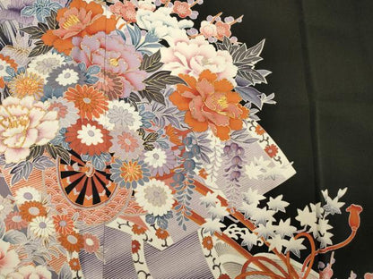 平和屋着物■豪華黒留袖 駒刺繍 花車文 金彩 正絹 逸品 DABG1657ya