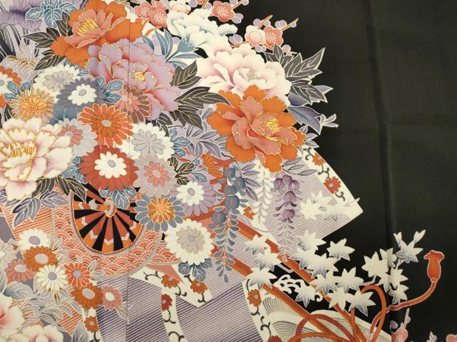 平和屋着物■豪華黒留袖 駒刺繍 花車文 金彩 正絹 逸品 DABG1657ya