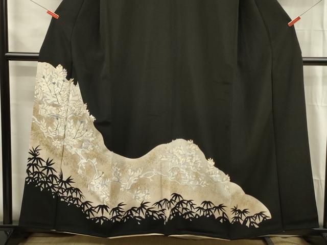 平和屋着物■豪華黒留袖 刺繍 松葉文 金彩 正絹 逸品 DABG1658ya