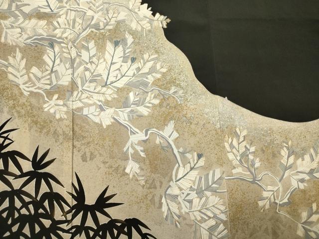 平和屋着物■豪華黒留袖 刺繍 松葉文 金彩 正絹 逸品 DABG1658ya