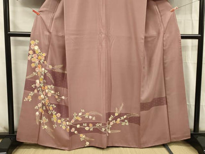 平和屋着物■訪問着　駒刺繍　枝垂れ藤　金彩　正絹　逸品　DABG1666ya