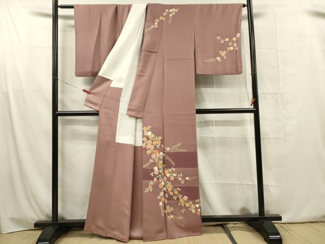 平和屋着物■訪問着　駒刺繍　枝垂れ藤　金彩　正絹　逸品　DABG1666ya