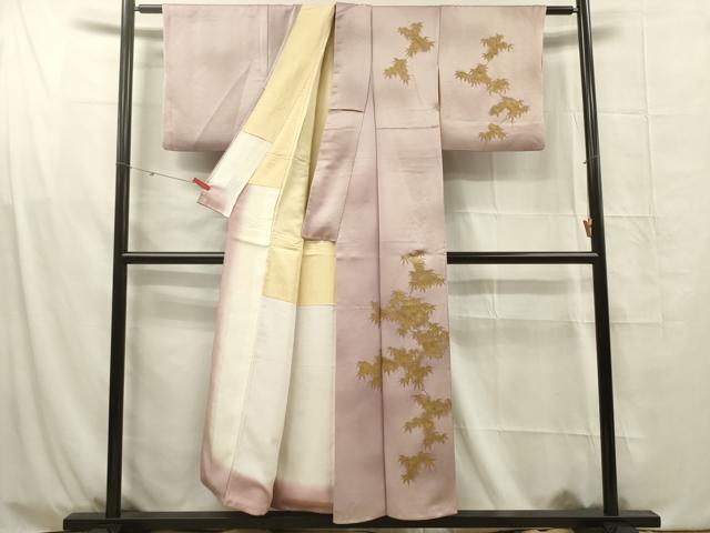 平和屋着物■訪問着　笹の葉文　暈し染め　金彩　正絹　逸品　DABG1668ya