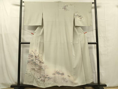 平和屋着物■訪問着　風景飛鶴花松文　暈し染め　正絹　逸品　DABG1669ya