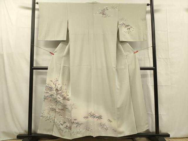 平和屋着物■訪問着　風景飛鶴花松文　暈し染め　正絹　逸品　DABG1669ya