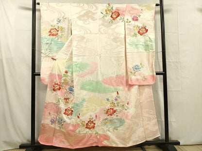 平和屋着物■豪華振袖　総刺繍　駒刺繍　草花文　暈し染め　金銀糸　正絹　逸品　DABG1683ya