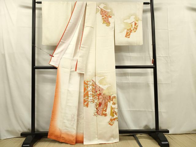 平和屋着物■訪問着　駒刺繍　誰が袖花文　金彩　正絹　逸品　DABG1685ya