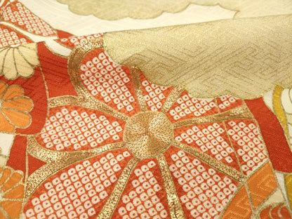 平和屋着物■訪問着　駒刺繍　誰が袖花文　金彩　正絹　逸品　DABG1685ya