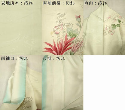 平和屋着物■訪問着　刺繍　乱菊　草花文　金彩　正絹　逸品　DABG1695ya