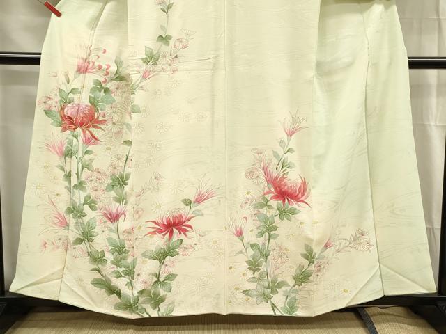 平和屋着物■訪問着　刺繍　乱菊　草花文　金彩　正絹　逸品　DABG1695ya