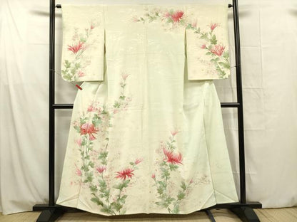 平和屋着物■訪問着　刺繍　乱菊　草花文　金彩　正絹　逸品　DABG1695ya