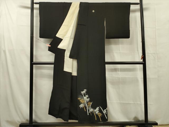 平和屋着物■豪華黒留袖　笹竹文　金彩　正絹　逸品　DABG1700ya