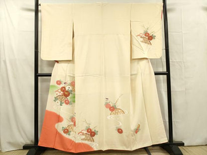 平和屋着物■訪問着　駒刺繍　籬花文　暈し染め　金彩　正絹　逸品　DABG1703ya