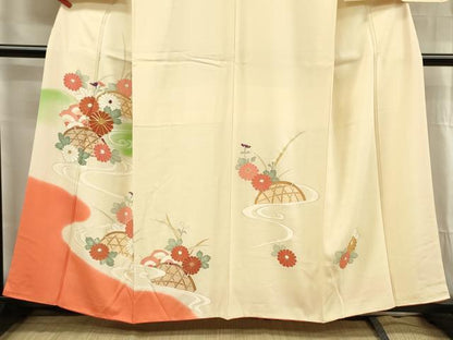 平和屋着物■訪問着　駒刺繍　籬花文　暈し染め　金彩　正絹　逸品　DABG1703ya