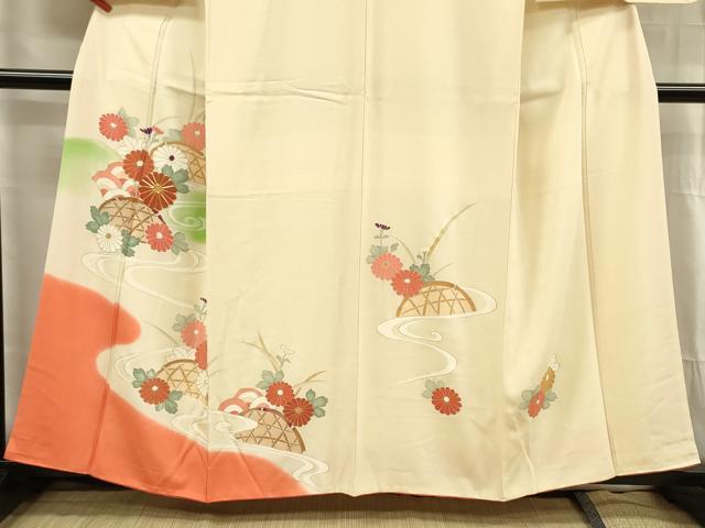 平和屋着物■訪問着　駒刺繍　籬花文　暈し染め　金彩　正絹　逸品　DABG1703ya