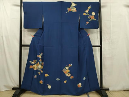 平和屋着物■訪問着　刺繍　草花文　柄杓　金彩　正絹　逸品　DABG1704ya