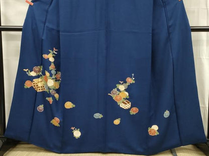 平和屋着物■訪問着　刺繍　草花文　柄杓　金彩　正絹　逸品　DABG1704ya
