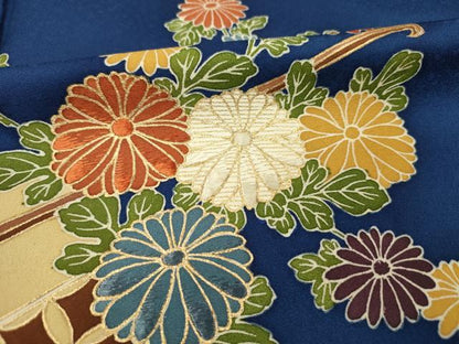 平和屋着物■訪問着　刺繍　草花文　柄杓　金彩　正絹　逸品　DABG1704ya