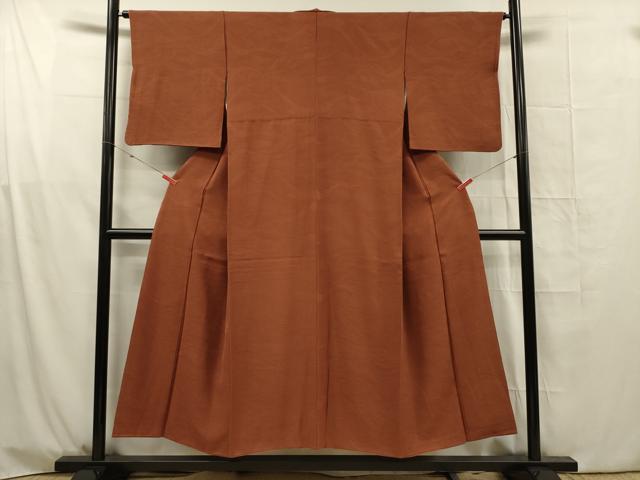 平和屋着物■上質な色無地　立波地紋　団十郎色　正絹　逸品　DABG1708ya