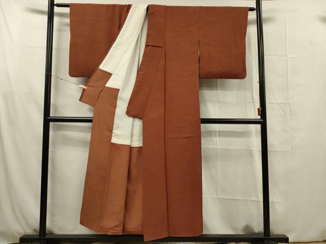 平和屋着物■上質な色無地　立波地紋　団十郎色　正絹　逸品　DABG1708ya