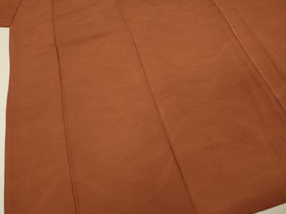 平和屋着物■上質な色無地　立波地紋　団十郎色　正絹　逸品　DABG1708ya