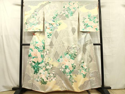 平和屋着物■訪問着　駒刺繍　牡丹　正絹　逸品　DABG1709ya