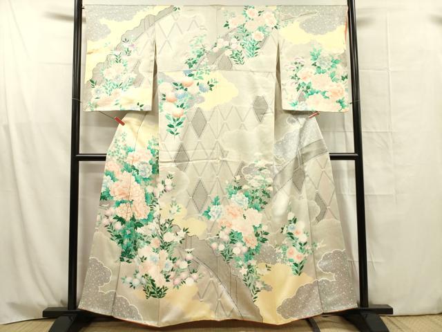 平和屋着物■訪問着　駒刺繍　牡丹　正絹　逸品　DABG1709ya