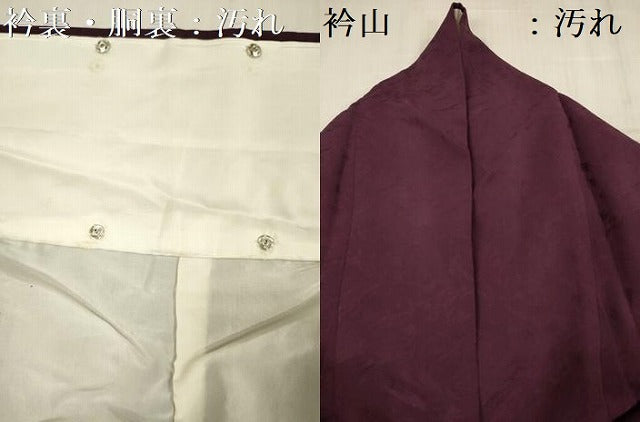 平和屋着物■上質な色無地　抽象地紋　暗紅色　正絹　逸品　DABG1716ya