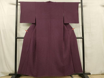平和屋着物■上質な色無地　抽象地紋　暗紅色　正絹　逸品　DABG1716ya