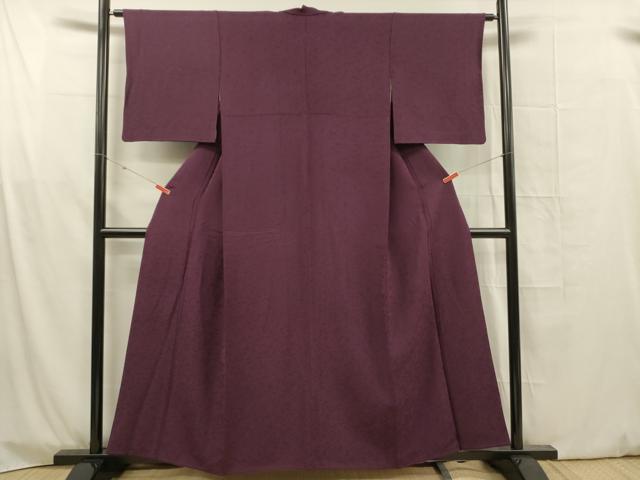 平和屋着物■上質な色無地　抽象地紋　暗紅色　正絹　逸品　DABG1716ya