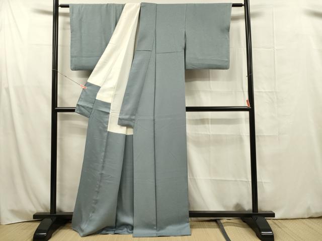 平和屋着物■上質な色無地　霞地紋　藍鼠色　正絹　逸品　DABG1718ya