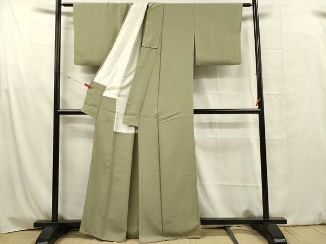 平和屋着物■上質な色無地　山葵色　正絹　逸品　DABG1721ya