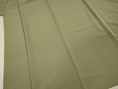 平和屋着物■上質な色無地　山葵色　正絹　逸品　DABG1721ya