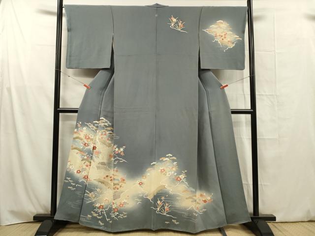平和屋着物■訪問着　刺繍　風景花松文　暈し染め　金彩　正絹　逸品　DABG1725ya