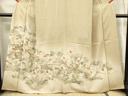 平和屋着物■豪華色留袖　駒刺繍　花松文　枝梅　暈し染め　金彩　正絹　逸品　DABG1726ya