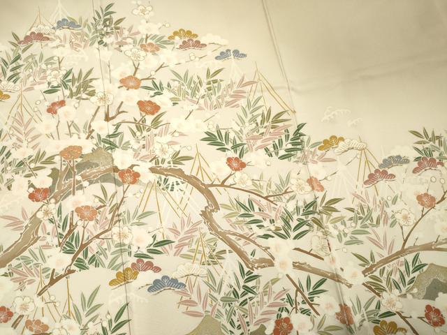 平和屋着物■豪華色留袖　駒刺繍　花松文　枝梅　暈し染め　金彩　正絹　逸品　DABG1726ya