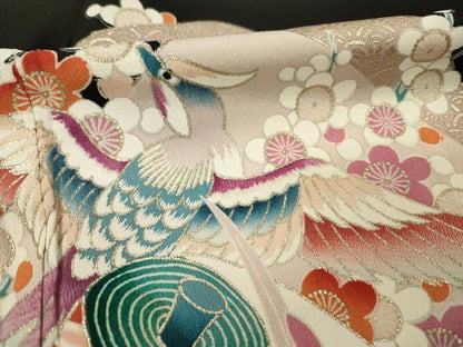 平和屋着物■豪華黒留袖　絵巻花鳥文　金彩　正絹　逸品　DABG1732ya