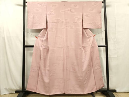 平和屋着物■上質な色無地　立波地紋　珊瑚色　正絹　逸品　DABG1738ya