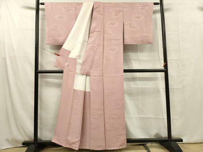 平和屋着物■上質な色無地　立波地紋　珊瑚色　正絹　逸品　DABG1738ya