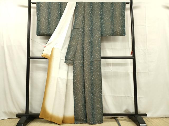 平和屋着物■上質な小紋　抽象間道　正絹　逸品　DABG1744ya