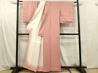 平和屋着物■上質な色無地　文字文　桃色　正絹　逸品　DABG1749ya