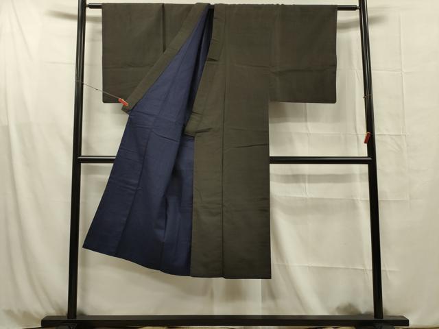 平和屋着物■男性　紬　横段文　正絹　逸品　DABG1751ya